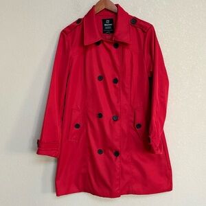 WANTDO Women's Waterproof Double-Breasted Trench Coat Classic Red Overcoat L